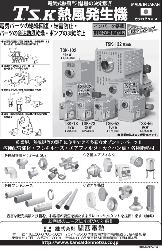熱風発生機ＴＳＫ－Ｃ型シリーズ・オプションパーツ
